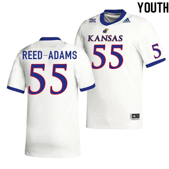 Youth #55 Ar'maj Reed-Adams Kansas Jayhawks College Football Jerseys Stitched Sale-White - Click Image to Close